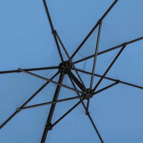 Parasol ogrodowy na wysięgniku bocznym uchylny okrągły śr. 300 cm niebieski Parasol ogrodowy na wysięgniku bocznym uchylny okrągły śr. 300 cm niebieski