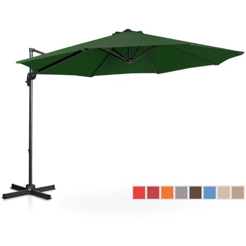 Parasol ogrodowy na wysięgniku bocznym uchylny okrągły śr. 300 cm zielony Parasol ogrodowy na wysięgniku bocznym uchylny okrągły śr. 300 cm zielony
