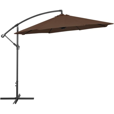 Parasol ogrodowy na wysięgniku okrągły uchylny śr. 300 cm brązowy Parasol ogrodowy na wysięgniku okrągły uchylny śr. 300 cm brązowy