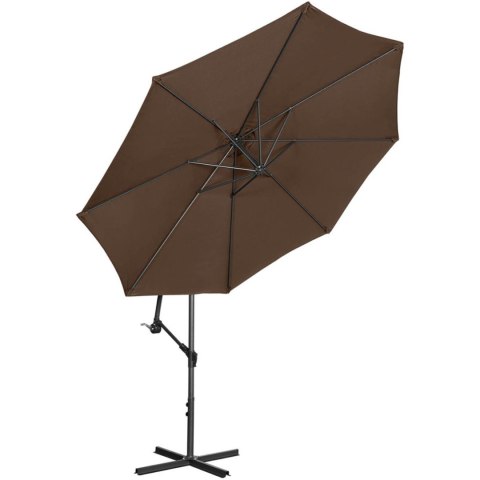Parasol ogrodowy na wysięgniku okrągły uchylny śr. 300 cm brązowy Parasol ogrodowy na wysięgniku okrągły uchylny śr. 300 cm brązowy