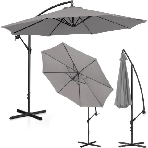 Parasol ogrodowy na wysięgniku okrągły uchylny śr. 300 cm ciemnoszary Parasol ogrodowy na wysięgniku okrągły uchylny śr. 300 cm ciemnoszary