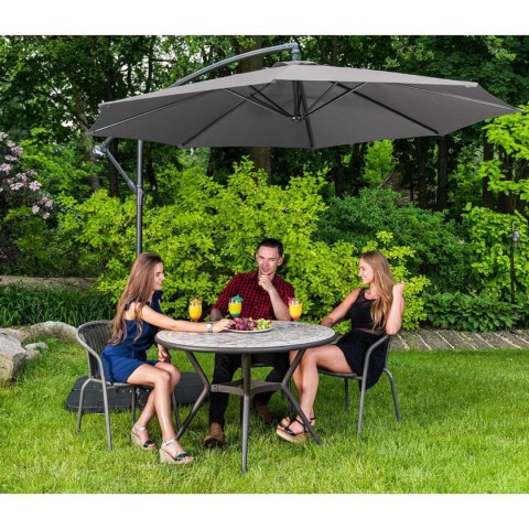 Parasol ogrodowy na wysięgniku okrągły uchylny śr. 300 cm ciemnoszary Parasol ogrodowy na wysięgniku okrągły uchylny śr. 300 cm ciemnoszary