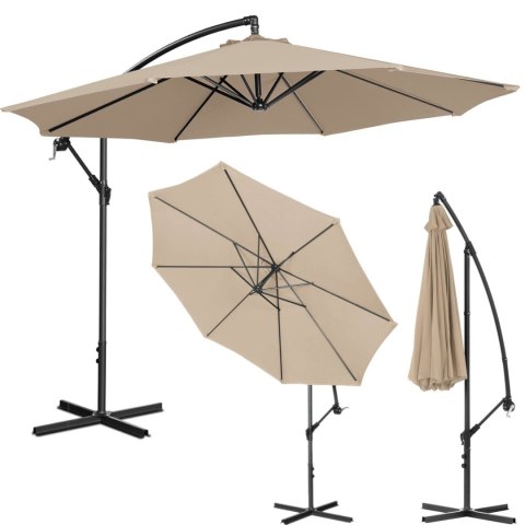 Parasol ogrodowy na wysięgniku okrągły uchylny śr. 300 cm kremowy Parasol ogrodowy na wysięgniku okrągły uchylny śr. 300 cm kremowy