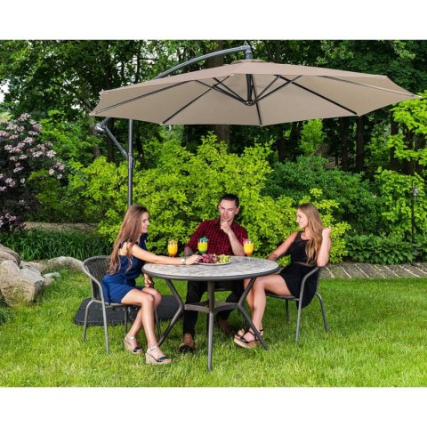 Parasol ogrodowy na wysięgniku okrągły uchylny śr. 300 cm kremowy Parasol ogrodowy na wysięgniku okrągły uchylny śr. 300 cm kremowy