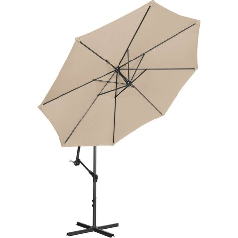 Parasol ogrodowy na wysięgniku okrągły uchylny śr. 300 cm kremowy Parasol ogrodowy na wysięgniku okrągły uchylny śr. 300 cm kremowy