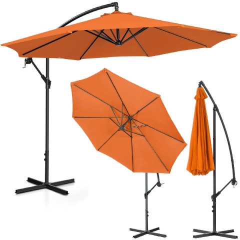 Parasol ogrodowy na wysięgniku okrągły uchylny śr. 300 cm pomarańczowy Parasol ogrodowy na wysięgniku okrągły uchylny śr. 300 cm pomarańczowy