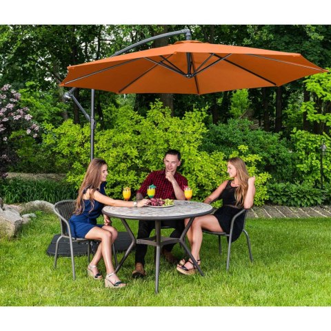 Parasol ogrodowy na wysięgniku okrągły uchylny śr. 300 cm pomarańczowy Parasol ogrodowy na wysięgniku okrągły uchylny śr. 300 cm pomarańczowy