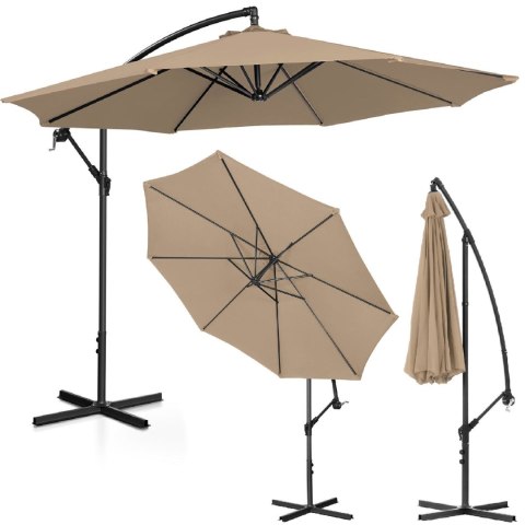 Parasol ogrodowy na wysięgniku okrągły uchylny śr. 300 cm szarobrązowy Parasol ogrodowy na wysięgniku okrągły uchylny śr. 300 cm szarobrązowy