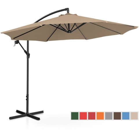 Parasol ogrodowy na wysięgniku okrągły uchylny śr. 300 cm szarobrązowy Parasol ogrodowy na wysięgniku okrągły uchylny śr. 300 cm szarobrązowy