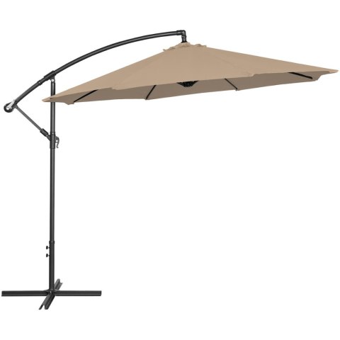 Parasol ogrodowy na wysięgniku okrągły uchylny śr. 300 cm szarobrązowy Parasol ogrodowy na wysięgniku okrągły uchylny śr. 300 cm szarobrązowy