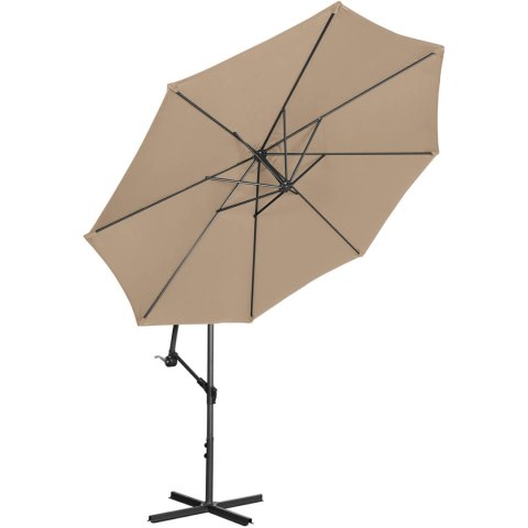 Parasol ogrodowy na wysięgniku okrągły uchylny śr. 300 cm szarobrązowy Parasol ogrodowy na wysięgniku okrągły uchylny śr. 300 cm szarobrązowy