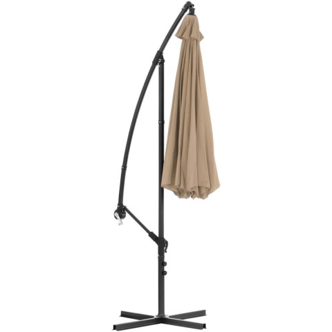 Parasol ogrodowy na wysięgniku okrągły uchylny śr. 300 cm szarobrązowy Parasol ogrodowy na wysięgniku okrągły uchylny śr. 300 cm szarobrązowy