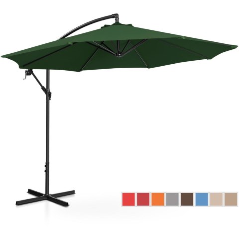 Parasol ogrodowy na wysięgniku okrągły uchylny śr. 300 cm zielony Parasol ogrodowy na wysięgniku okrągły uchylny śr. 300 cm zielony