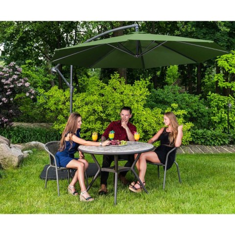 Parasol ogrodowy na wysięgniku okrągły uchylny śr. 300 cm zielony Parasol ogrodowy na wysięgniku okrągły uchylny śr. 300 cm zielony