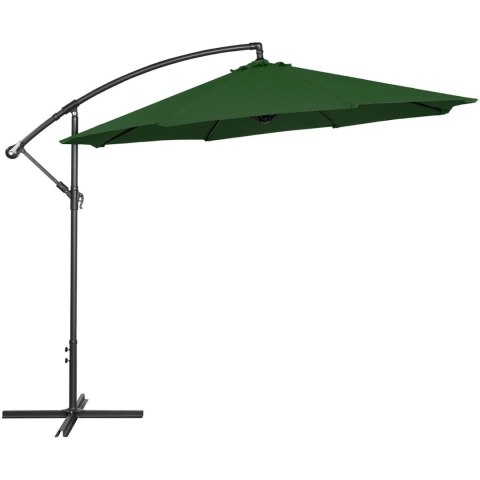 Parasol ogrodowy na wysięgniku okrągły uchylny śr. 300 cm zielony Parasol ogrodowy na wysięgniku okrągły uchylny śr. 300 cm zielony
