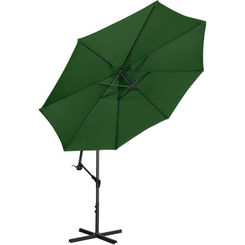 Parasol ogrodowy na wysięgniku okrągły uchylny śr. 300 cm zielony Parasol ogrodowy na wysięgniku okrągły uchylny śr. 300 cm zielony
