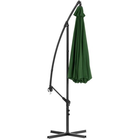 Parasol ogrodowy na wysięgniku okrągły uchylny śr. 300 cm zielony Parasol ogrodowy na wysięgniku okrągły uchylny śr. 300 cm zielony