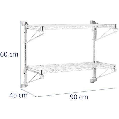 Półka druciana ścienna podwójna do 60 kg 90 x 35 x 60 cm Półka druciana ścienna podwójna do 60 kg 90 x 35 x 60 cm
