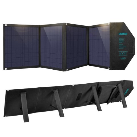 Duża ładowarka solarna 80W rozkładana DC USB C 2xUSB PD QC czarna Duża ładowarka solarna 80W rozkładana DC USB C 2xUSB PD QC czarna