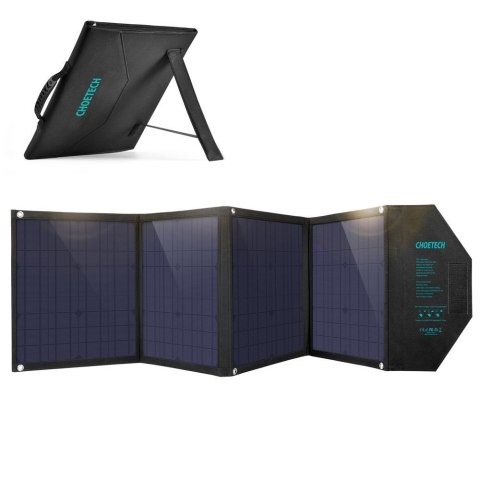 Duża ładowarka solarna 80W rozkładana DC USB C 2xUSB PD QC czarna Duża ładowarka solarna 80W rozkładana DC USB C 2xUSB PD QC czarna