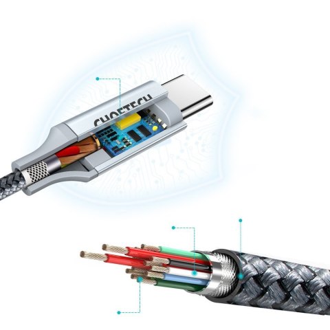 Kabel przewód USB Typ C - USB Typ C 5A 100W PowerDelivery 480Mbps 1.8 m szary Kabel przewód USB Typ C - USB Typ C 5A 100W PowerDelivery 480Mbps 1.8 m szary