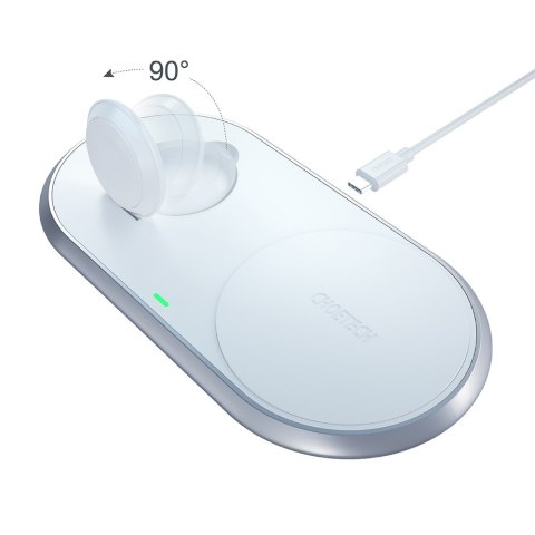 Ładowarka bezprzewodowa Qi 2w1 do smartfona Apple Watch ze stojakiem USB Typ C biały Ładowarka bezprzewodowa Qi 2w1 do smartfona Apple Watch ze stojakiem USB Typ C biały