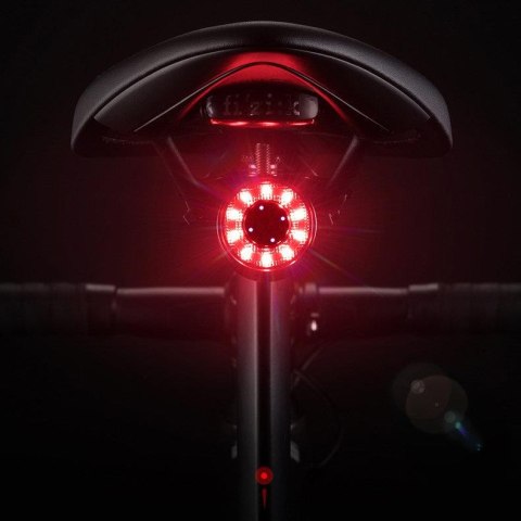 Lampka rowerowa tylna LED z micro USB czerwone światło 5 trybów czarna Lampka rowerowa tylna LED z micro USB czerwone światło 5 trybów czarna