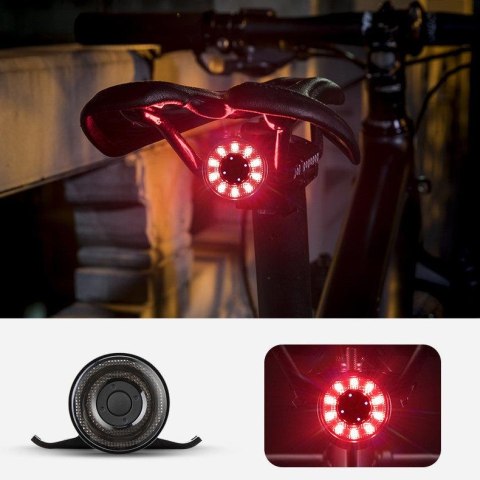 Lampka rowerowa tylna LED z micro USB czerwone światło 5 trybów czarna Lampka rowerowa tylna LED z micro USB czerwone światło 5 trybów czarna