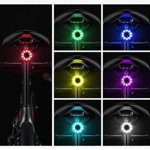Lampka rowerowa tylna LED z micro USB czerwone światło 5 trybów czarna Lampka rowerowa tylna LED z micro USB czerwone światło 5 trybów czarna
