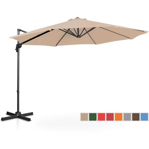 Parasol ogrodowy na wysięgniku bocznym uchylny okrągły śr. 300 cm kremowy Parasol ogrodowy na wysięgniku bocznym uchylny okrągły śr. 300 cm kremowy