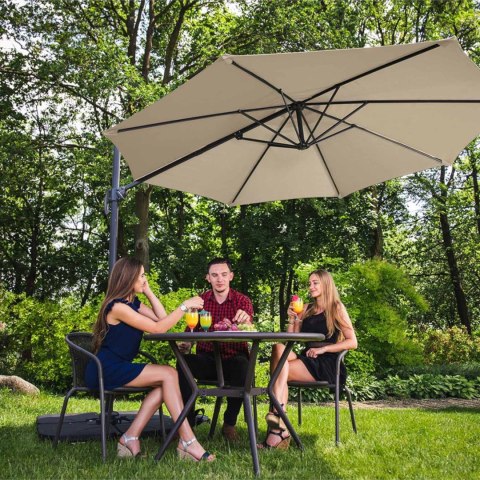 Parasol ogrodowy na wysięgniku bocznym uchylny okrągły śr. 300 cm kremowy Parasol ogrodowy na wysięgniku bocznym uchylny okrągły śr. 300 cm kremowy