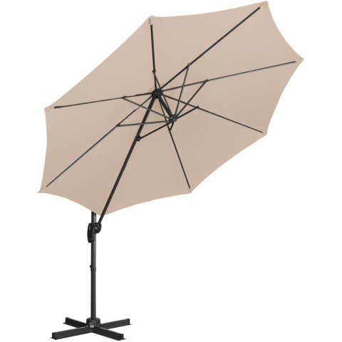 Parasol ogrodowy na wysięgniku bocznym uchylny okrągły śr. 300 cm kremowy Parasol ogrodowy na wysięgniku bocznym uchylny okrągły śr. 300 cm kremowy