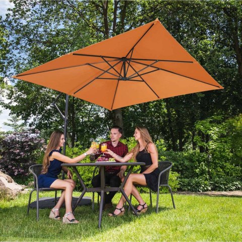 Parasol ogrodowy na wysięgniku kwadratowy 250 x 250 cm pomarańczowy Parasol ogrodowy na wysięgniku kwadratowy 250 x 250 cm pomarańczowy