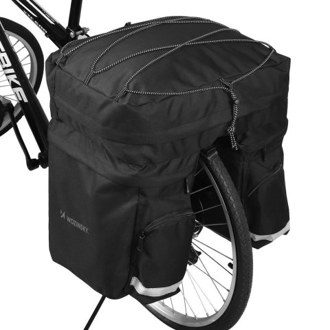 Pojemna torba rowerowa 60 l na bagażnik + osłona przeciwdeszczowa czarna Pojemna torba rowerowa 60 l na bagażnik + osłona przeciwdeszczowa czarna