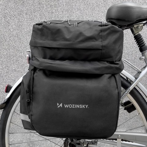 Pojemna torba rowerowa 60 l na bagażnik + osłona przeciwdeszczowa czarna Pojemna torba rowerowa 60 l na bagażnik + osłona przeciwdeszczowa czarna