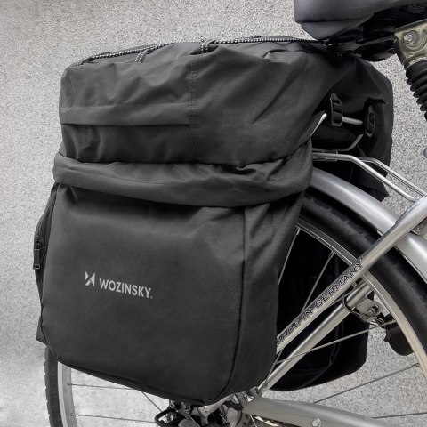 Pojemna torba rowerowa 60 l na bagażnik + osłona przeciwdeszczowa czarna Pojemna torba rowerowa 60 l na bagażnik + osłona przeciwdeszczowa czarna