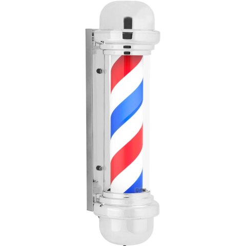 Słupek szyld fryzjerski barberski barber pole obrotowy podświetlany 38 cm - srebrny Słupek szyld fryzjerski barberski barber pole obrotowy podświetlany 38 cm - srebrny