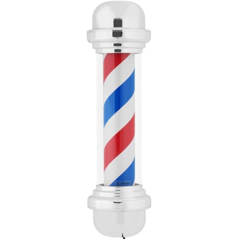 Słupek szyld fryzjerski barberski barber pole obrotowy podświetlany 38 cm - srebrny Słupek szyld fryzjerski barberski barber pole obrotowy podświetlany 38 cm - srebrny