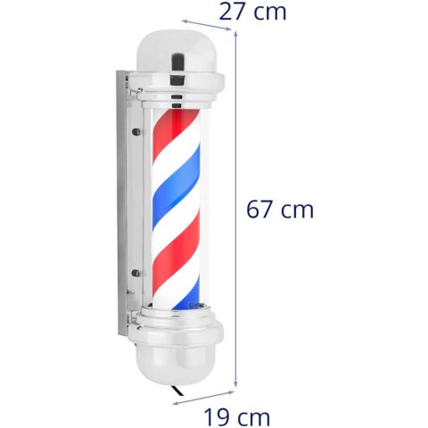 Słupek szyld fryzjerski barberski barber pole obrotowy podświetlany 38 cm - srebrny Słupek szyld fryzjerski barberski barber pole obrotowy podświetlany 38 cm - srebrny