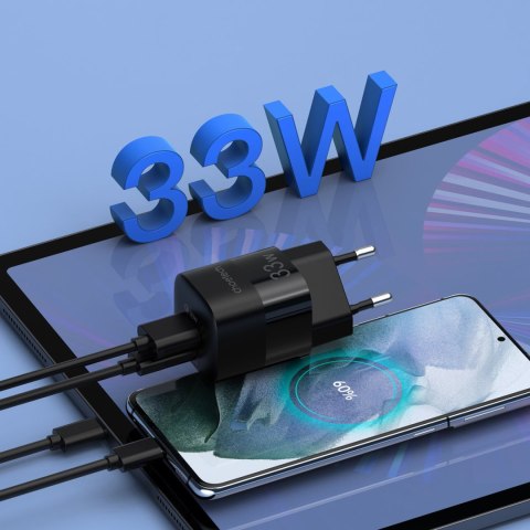 Szybka ładowarka sieciowa GaN USB Typ C PD QC 33W czarna Szybka ładowarka sieciowa GaN USB Typ C PD QC 33W czarna
