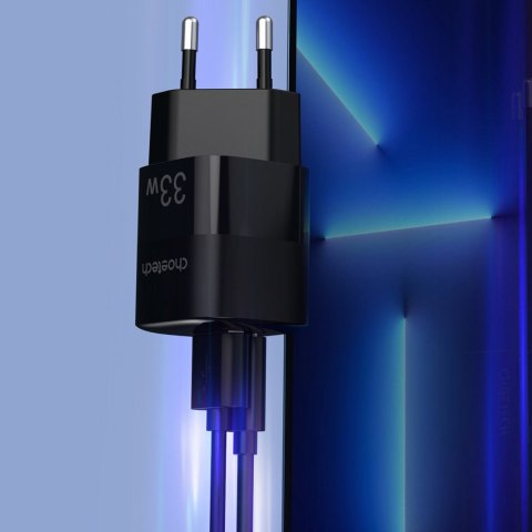 Szybka ładowarka sieciowa GaN USB Typ C PD QC 33W czarna Szybka ładowarka sieciowa GaN USB Typ C PD QC 33W czarna