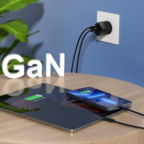 Szybka ładowarka sieciowa GaN USB Typ C PD QC 33W czarna Szybka ładowarka sieciowa GaN USB Typ C PD QC 33W czarna