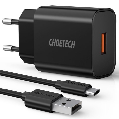 Szybka ładowarka sieciowa QuickCharge 3.0 18W 3A + kabel USB 1m czarny Szybka ładowarka sieciowa QuickCharge 3.0 18W 3A + kabel USB 1m czarny