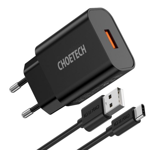 Szybka ładowarka sieciowa QuickCharge 3.0 18W 3A + kabel USB 1m czarny Szybka ładowarka sieciowa QuickCharge 3.0 18W 3A + kabel USB 1m czarny