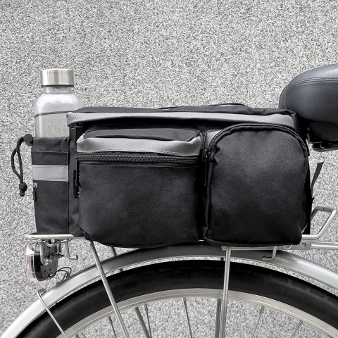 Torba rowerowa na bagażnik z paskiem na ramię 6l czarny Torba rowerowa na bagażnik z paskiem na ramię 6l czarny