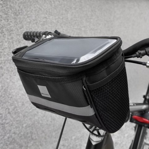 Torba rowerowa na kierownicę z etui na telefon 2 l czarny Torba rowerowa na kierownicę z etui na telefon 2 l czarny