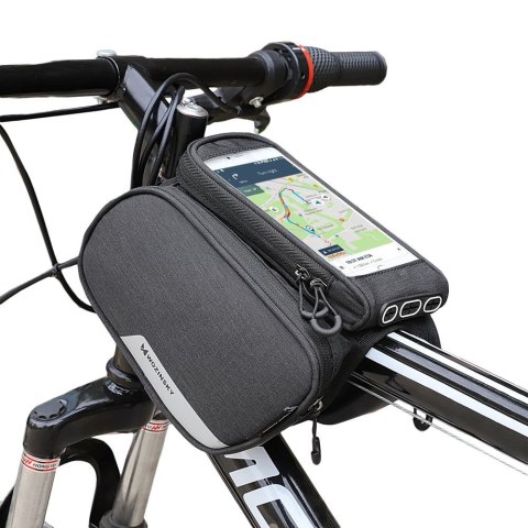 Torba rowerowa na ramę + odczepiany pokrowiec na telefon do 6.5" 1.5l czarna Torba rowerowa na ramę + odczepiany pokrowiec na telefon do 6.5" 1.5l czarna