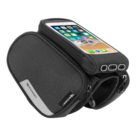 Torba rowerowa na ramę + odczepiany pokrowiec na telefon do 6.5" 1.5l czarna Torba rowerowa na ramę + odczepiany pokrowiec na telefon do 6.5" 1.5l czarna