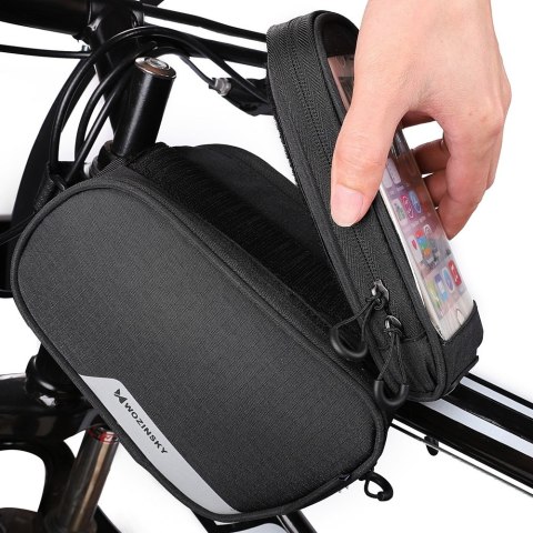 Torba rowerowa na ramę + odczepiany pokrowiec na telefon do 6.5" 1.5l czarna Torba rowerowa na ramę + odczepiany pokrowiec na telefon do 6.5" 1.5l czarna