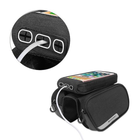 Torba rowerowa na ramę + odczepiany pokrowiec na telefon do 6.5" 1.5l czarna Torba rowerowa na ramę + odczepiany pokrowiec na telefon do 6.5" 1.5l czarna